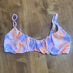Floral Bikini Top in Lavender & Coral